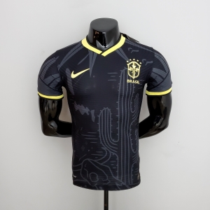 2022 player version Brazil Black Soccer Jersey