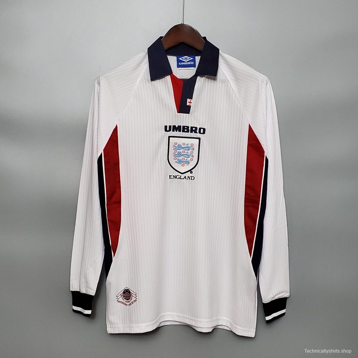 Retro Long Sleeve 1998 England home Soccer Jersey