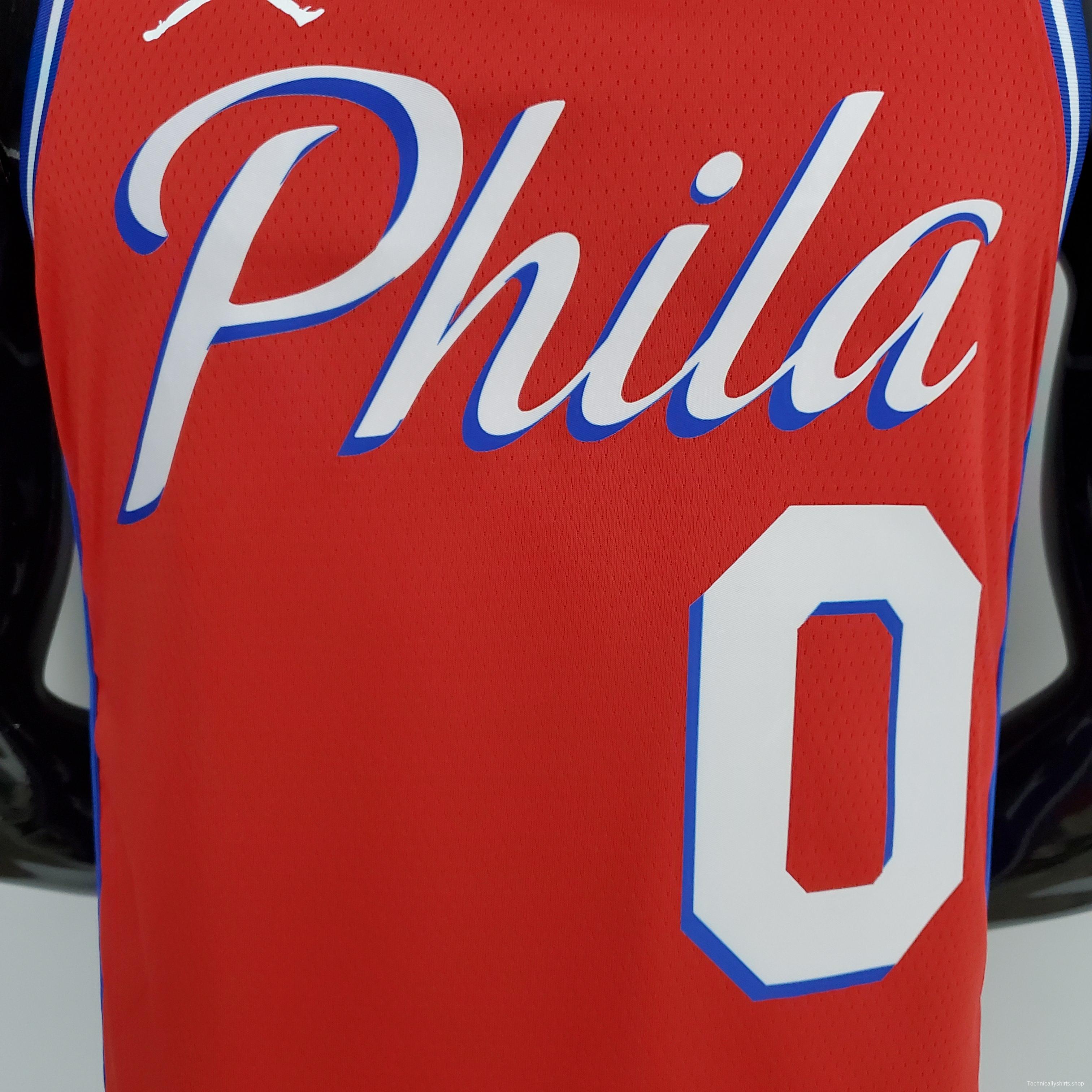 2021 MAXEY#0 76ers Jordan Themed Red NBA Jersey