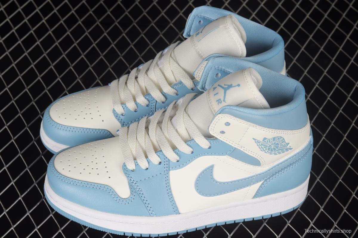 Air Jordan 1 Mid North Carolina Blue Zhongbang Basketball Shoes BQ6472-141