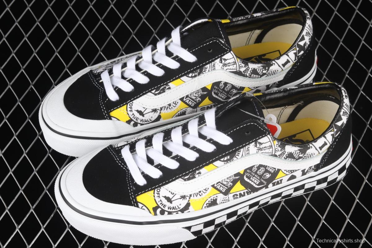 Vans Old Skool checkerboard side printing cartoon pattern low-side casual board shoes VN0A6WKT6QC