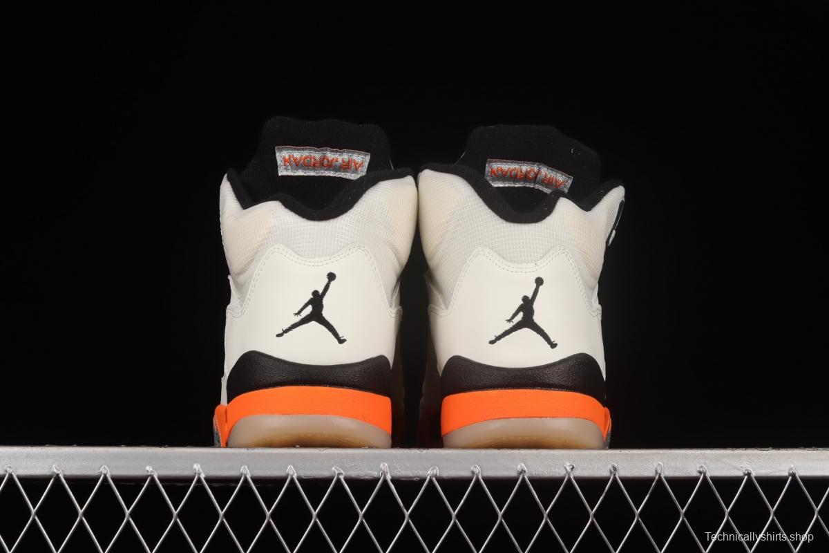 Air Jordan 5 Shattered Backboard white orange buckle shredded high top basketball shoes DC1060-100