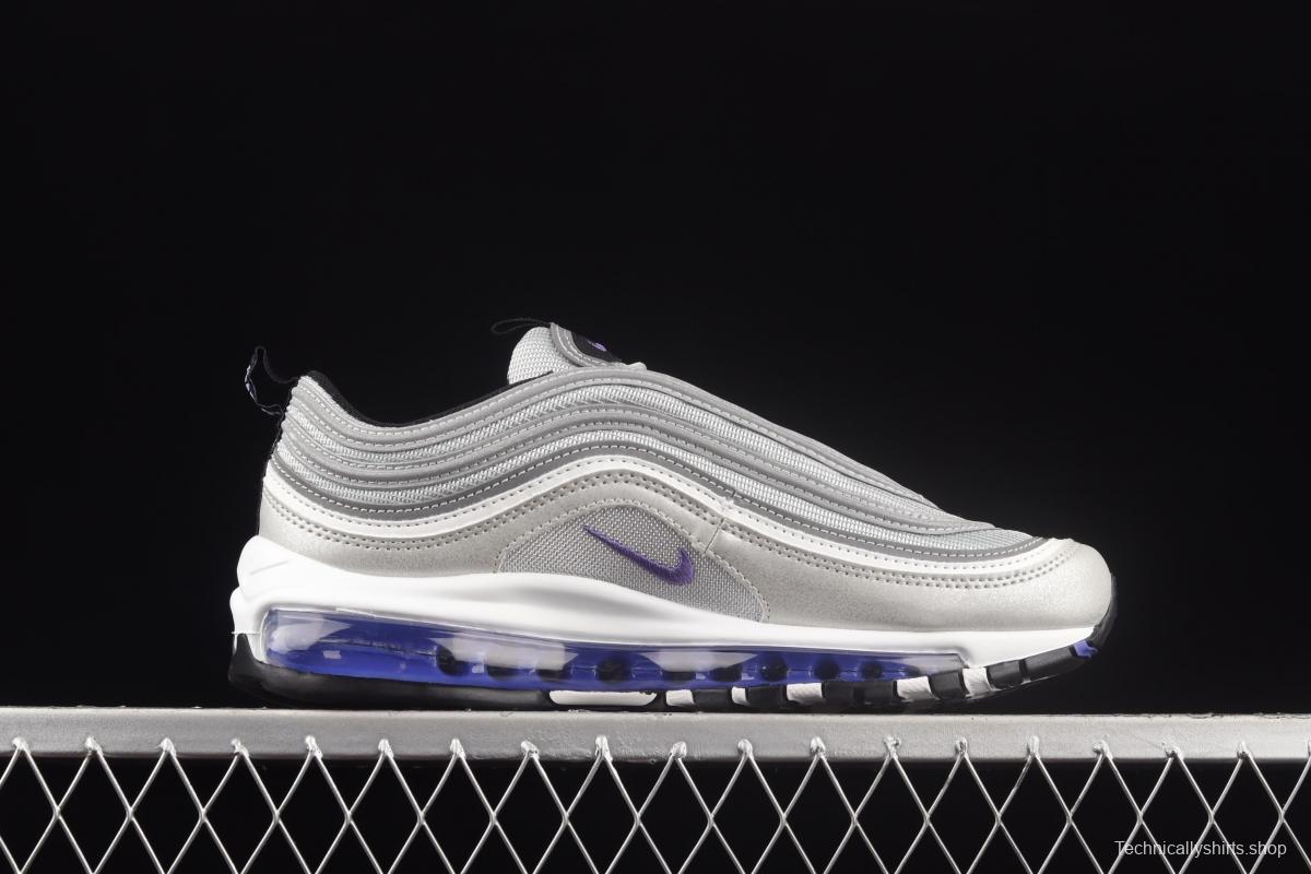 NIKE Air Max 97 SE silver and purple bullet air cushion running shoes DJ0717-001