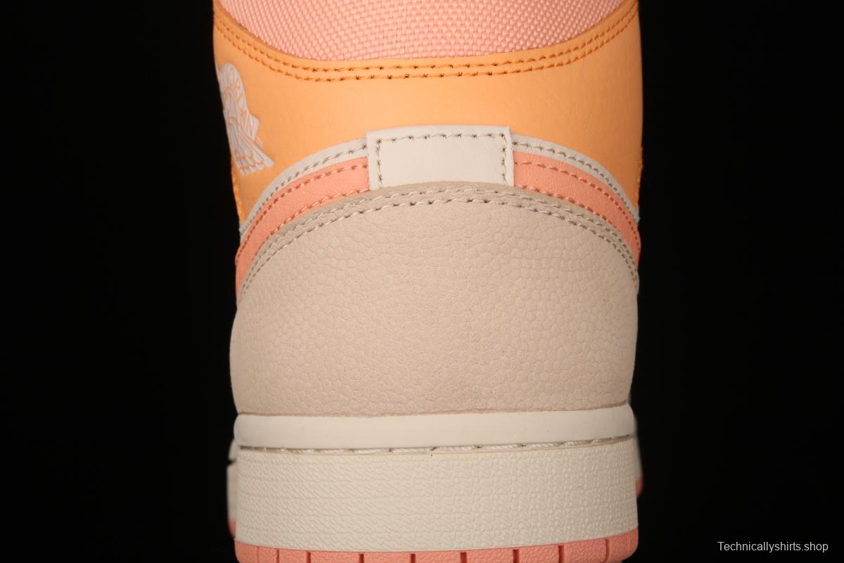 Air Jordan 1 Mid SE Zhongbang Orange Powder splicing Zhongbang Leisure Sports Board shoes DH4270-800