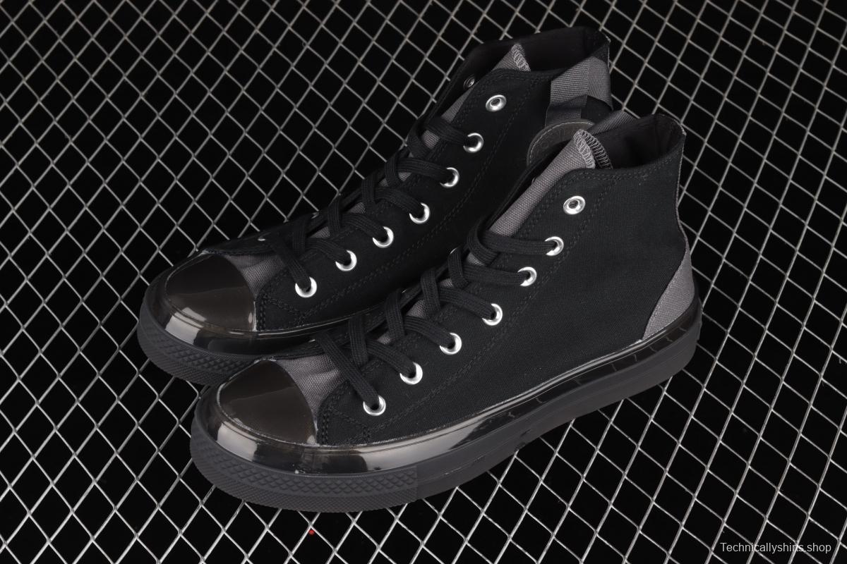 Converse Chuck Taylor All Star CX neutral crystal jelly soles all black canvas high upper shoes 172470C