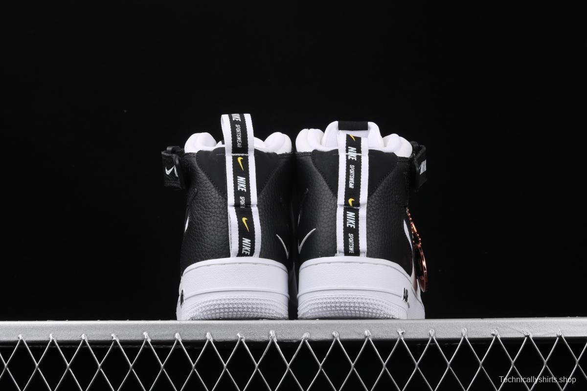 NIKE Air Force 1 Mid'07 Lv8 white and black simple edition OW letter casual board shoes 804609-103