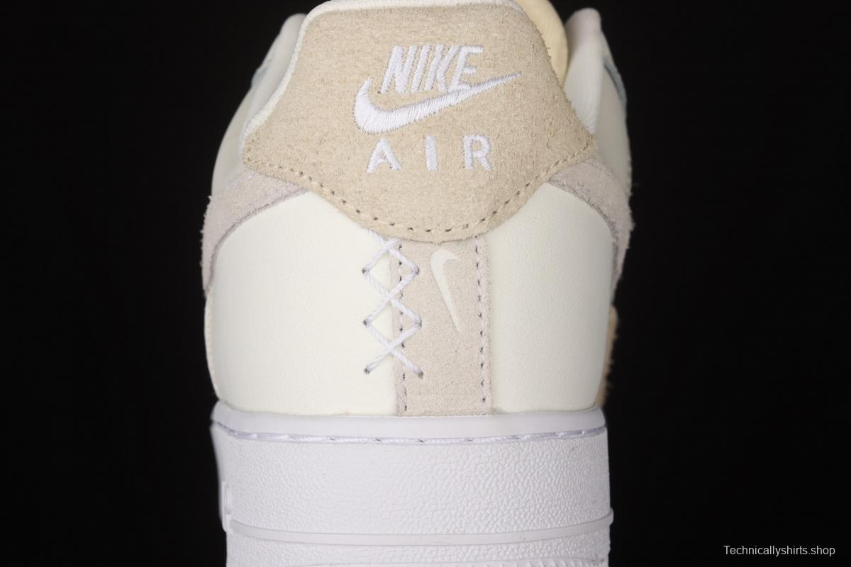 NIKE Air Force 11607 Beach Coconut Milk Leather Milk Tea splicing low-top leisure sports board shoes DD6618-100