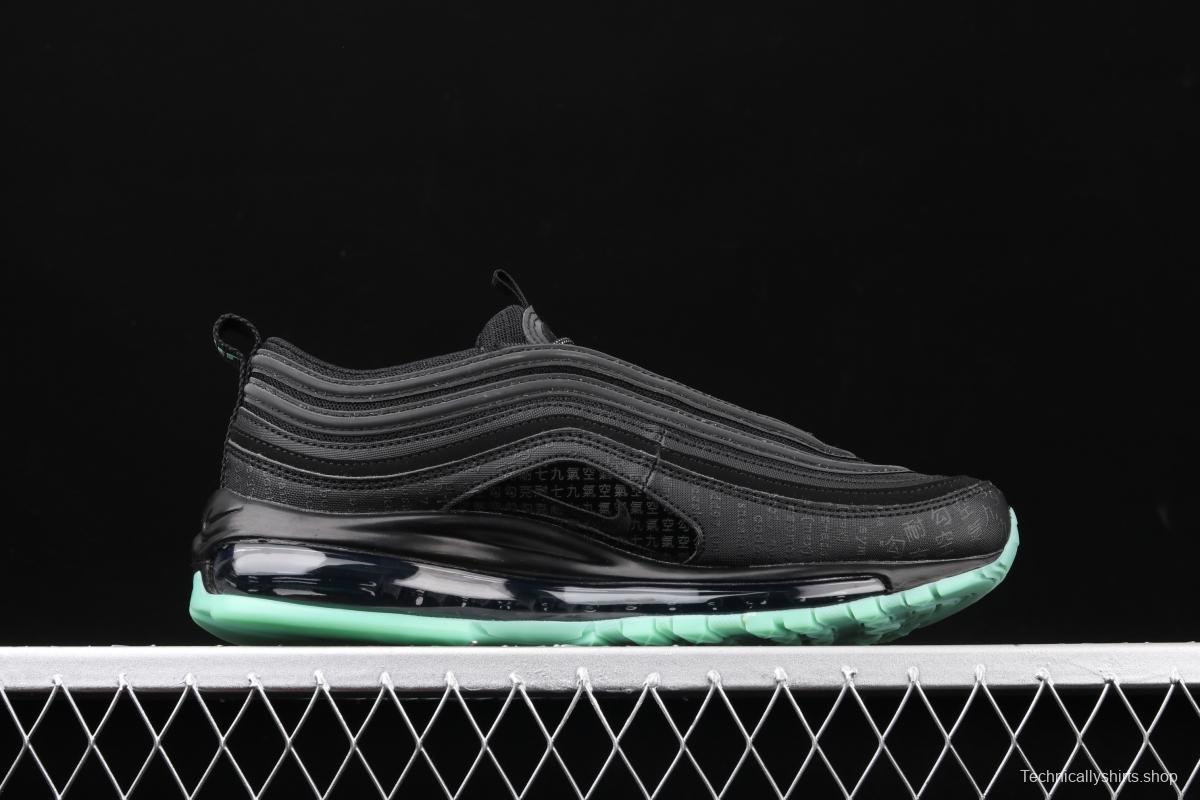 NIKE Air Max 97 GLOW black and green luminous bullet air cushion running shoes 921826-017