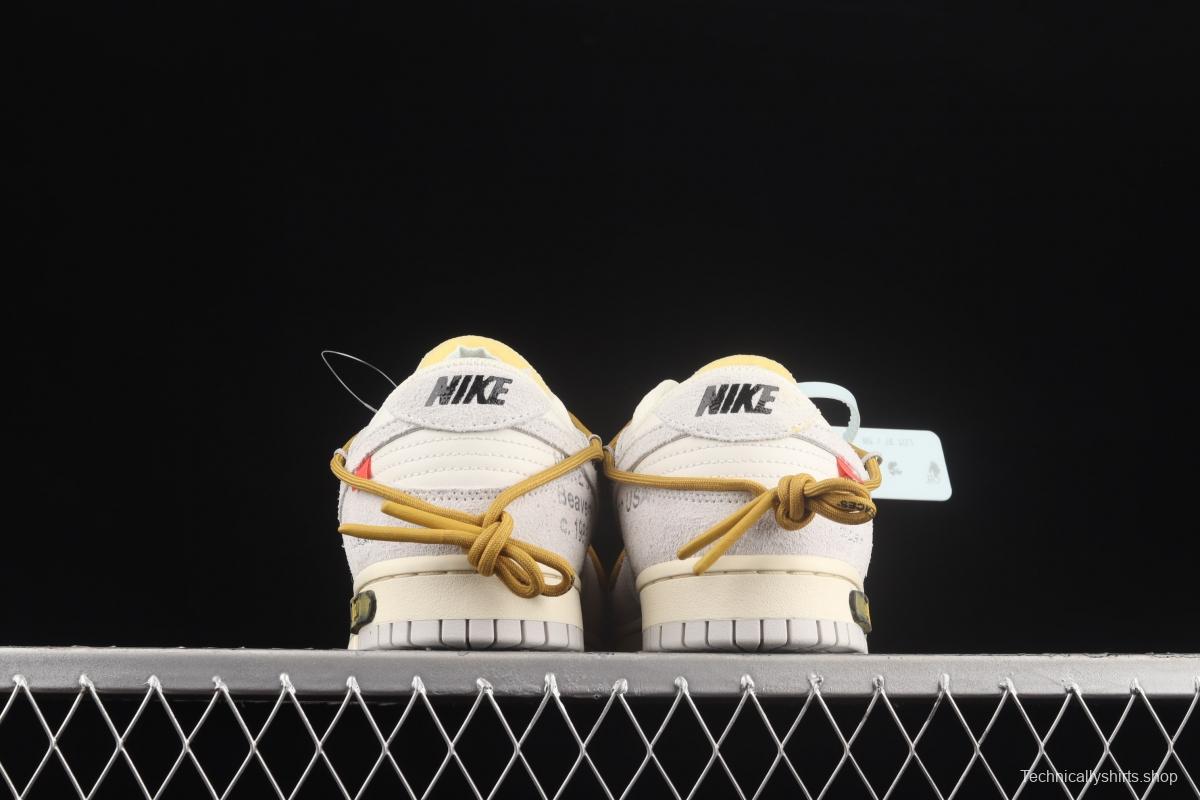 OFF-White x NIKE DUNK Low OW white gray leisure sports skateboard shoes DJ0950-105