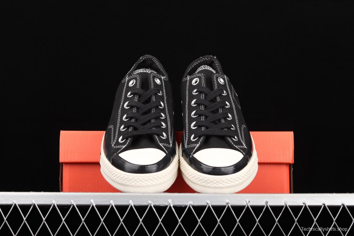 Fragment x Moncler x Converse 1970 S Fujiwara Hiroshi Fujiwara Lightning co-signed Chen Weiting the same black-and-white graffiti classic low-top canvas shoes 172320C