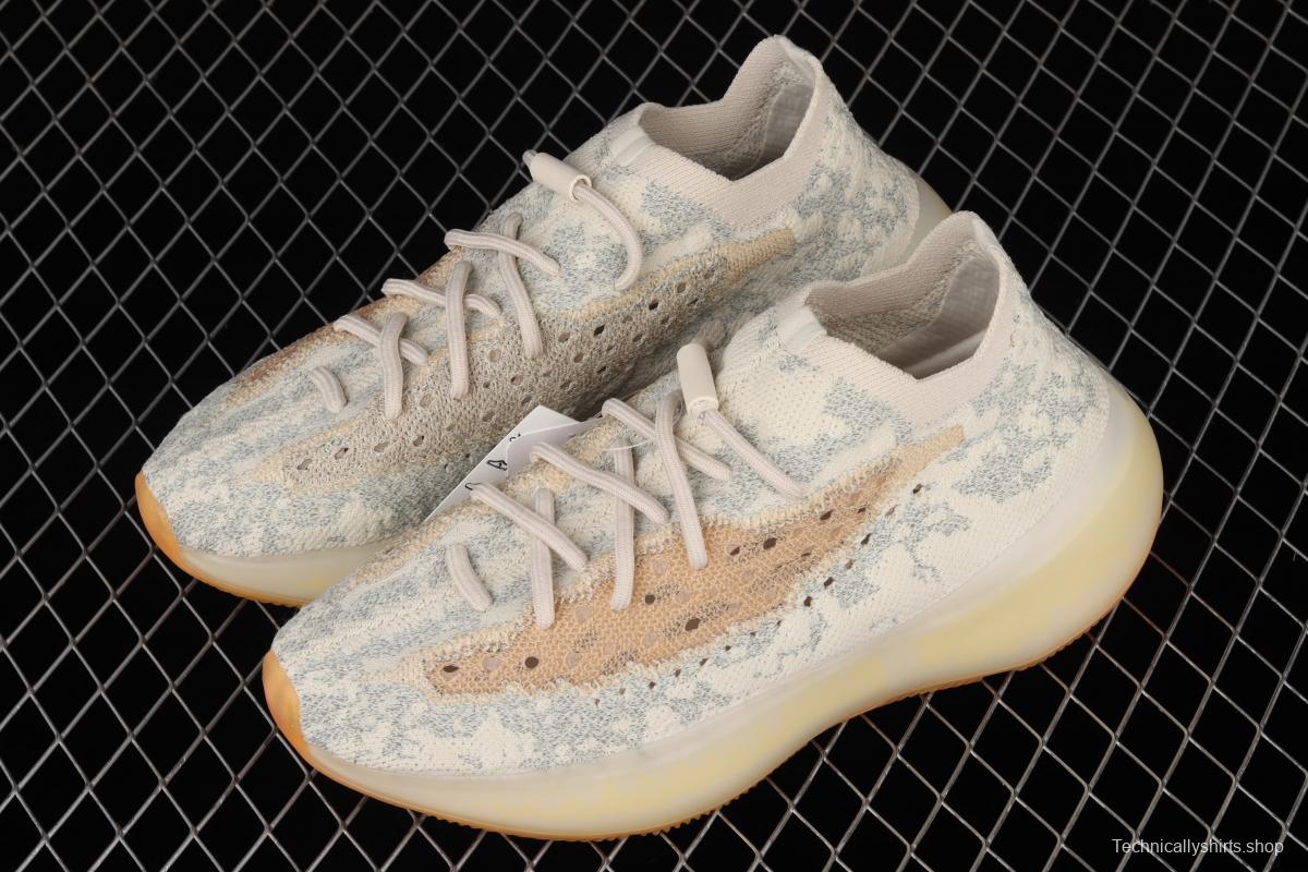 Adidas Yeezy 380 PiNIKE GY2649 Kanye jointly limited coconut 380 peach powder all over the sky star 3M reflective running shoes