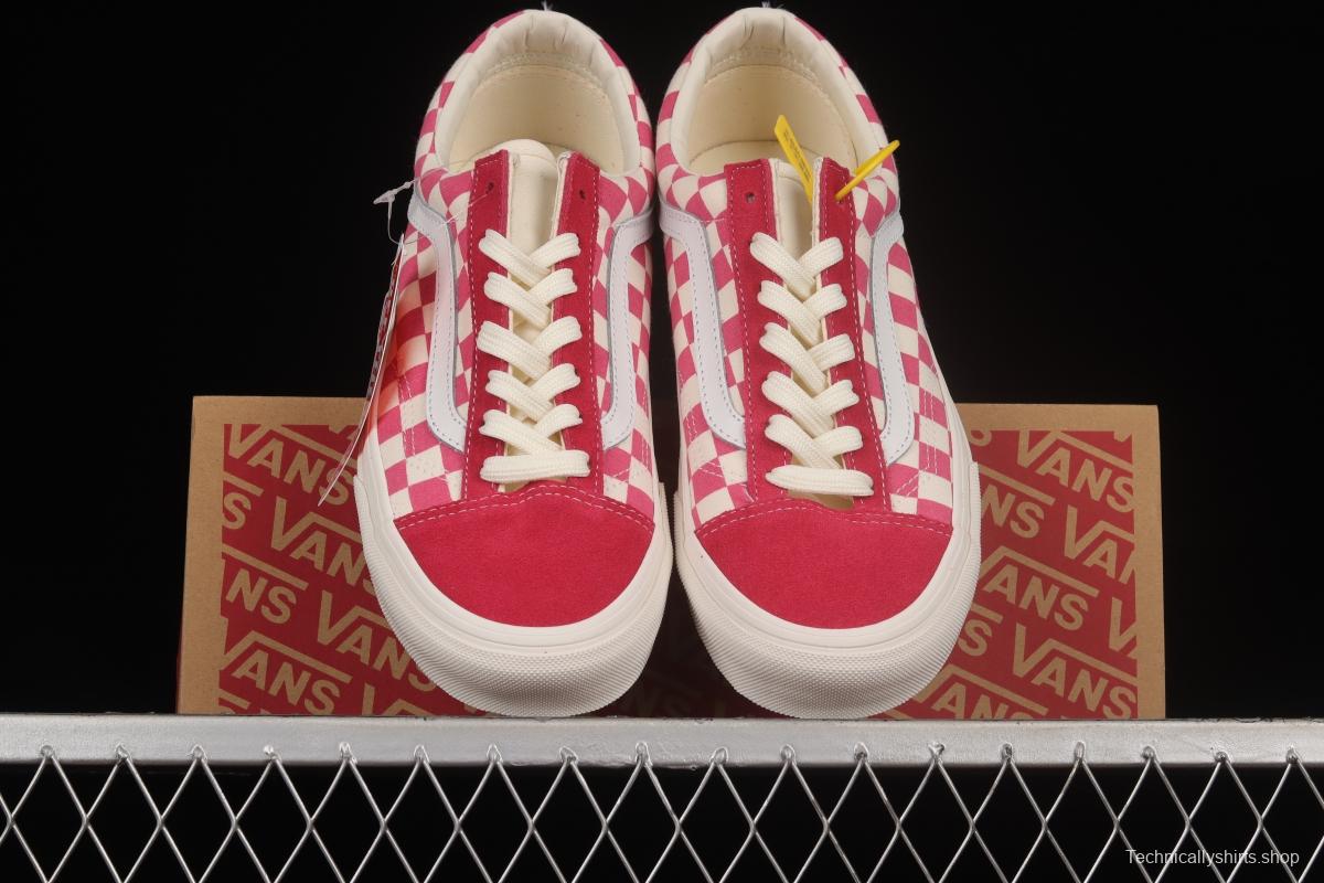 Vans Style 36 Anaheim Pink and White Checkerboard Low Help Casual Board Shoes VN0A38GF2U9