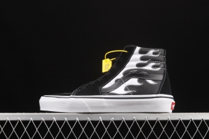 Vans Sk8-Hi black and white flame high top casual board shoes VN0A32QGK681