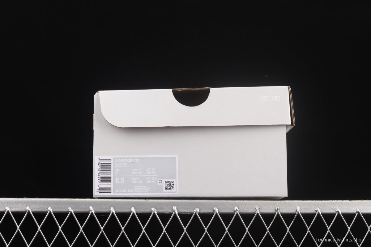 NIKE Air Force 1x07 Low black and white lacquered leather low-top casual board shoes AQ4134-100