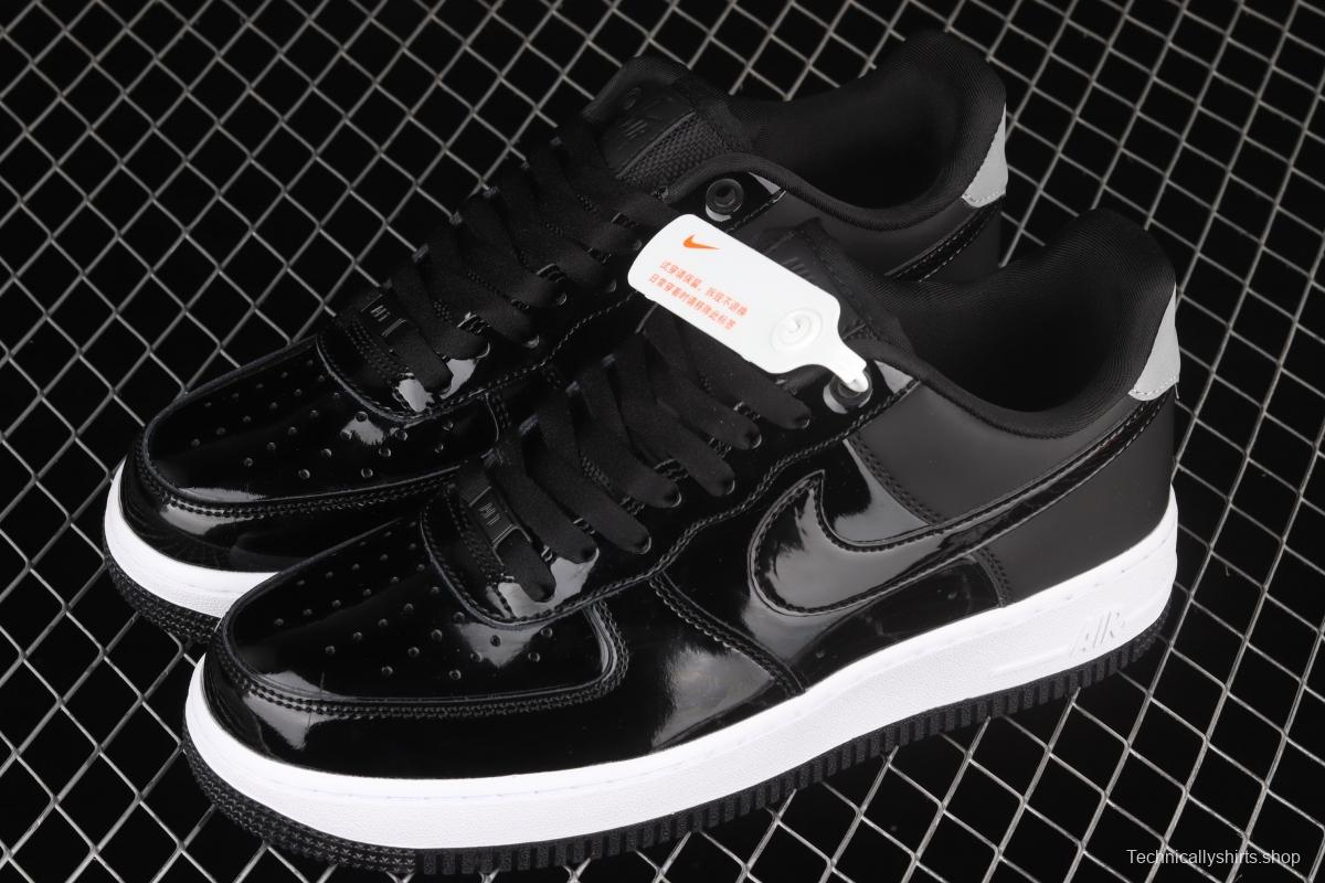 NIKE Air Force 1' 07 Low SE Prm lacquered leather black and white 3M reflective low-top casual board shoes AH6827-001