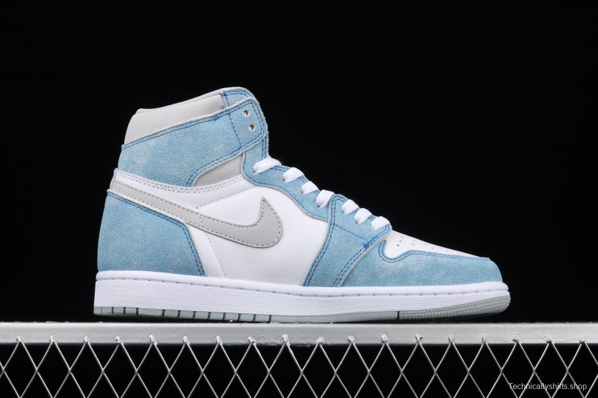 Air Jordan 1 Hyper Royal washed North Carolina high top basketball shoes 555088-402