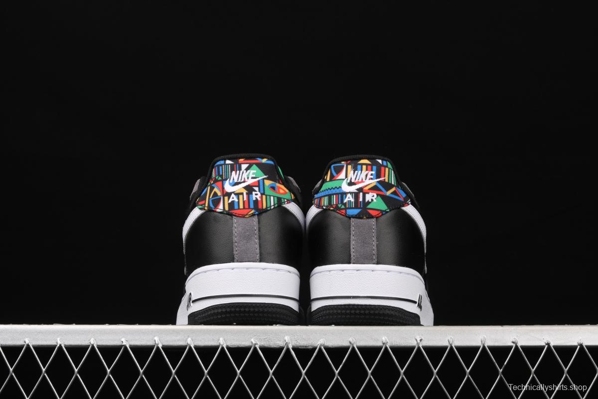 NIKE Air Force 1x07 Low black and white embroidered low-top casual board shoes DC1483-001