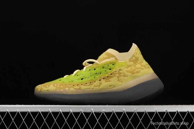 Adidas Yeezy Boost 380 Hylte Glow FZ4990 Kanye jointly limited coconut 380 fluorescent yellow luminous running shoes