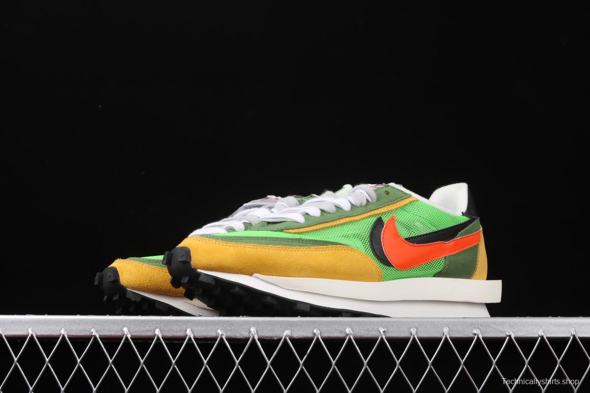 Sacai x NIKE LVD Waffle Daybreak co-signed catwalk style net gauze leather splicing double hook Swoosh running shoes BV0073-300