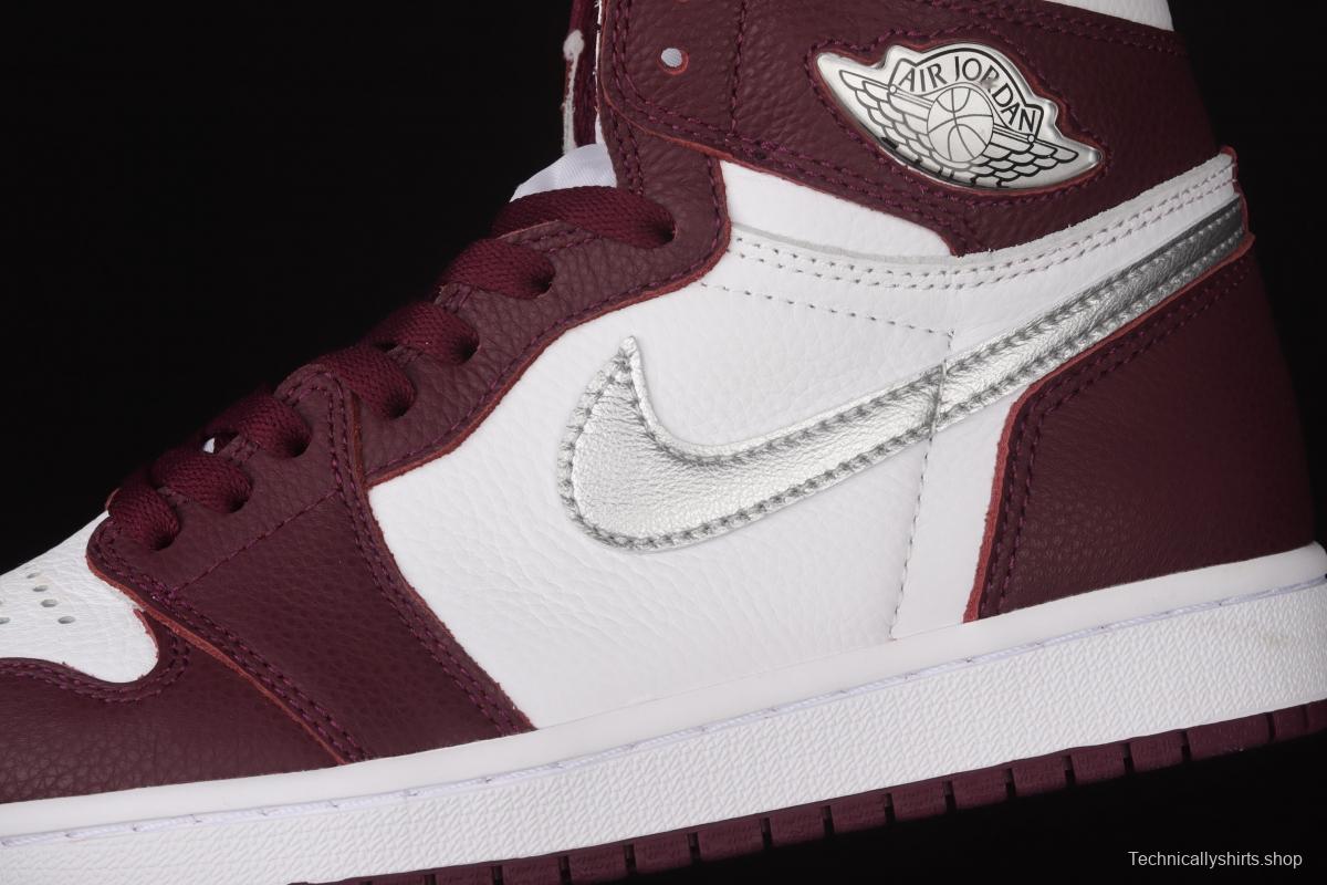 Air Jordan 1 Retro High OG Bordeaux Bordeaux burgundy high top basketball shoes 555088-611