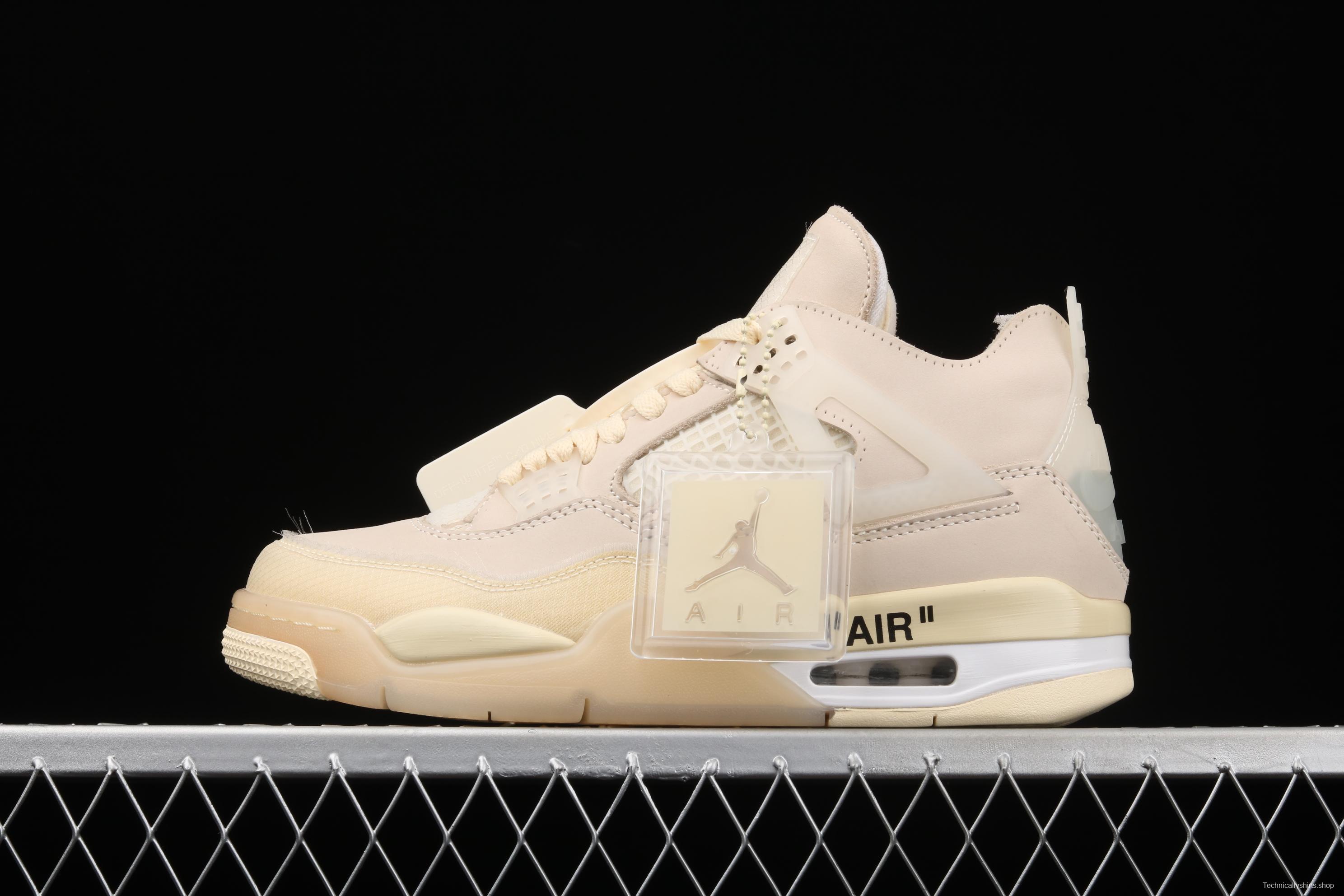 OFF-White x Air Jordan 4 Retro Cream/Sail help retro leisure sports culture basketball shoes CV9388-100