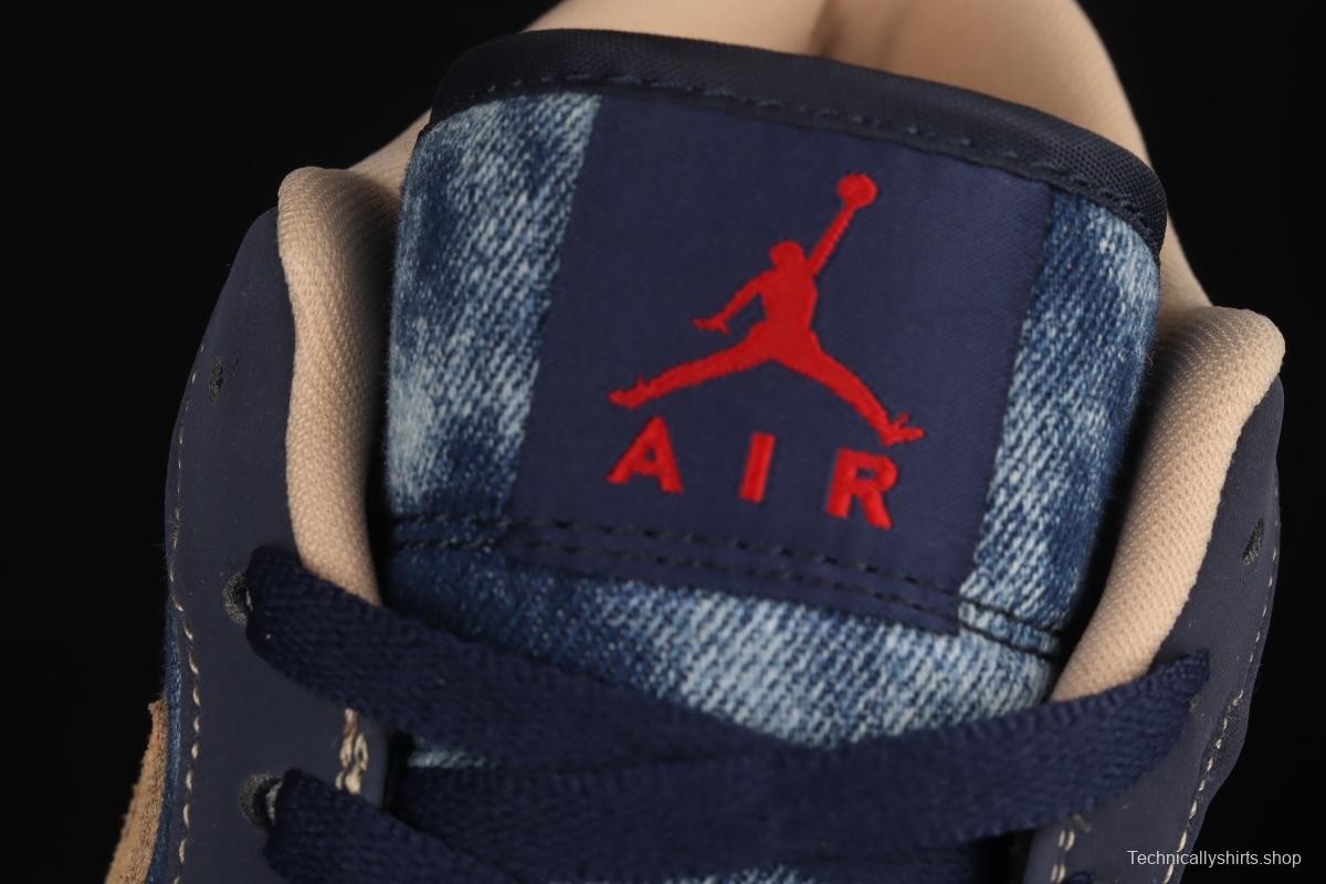 Air Jordan 1 Low dark blue denim low top basketball shoes DH1259-400