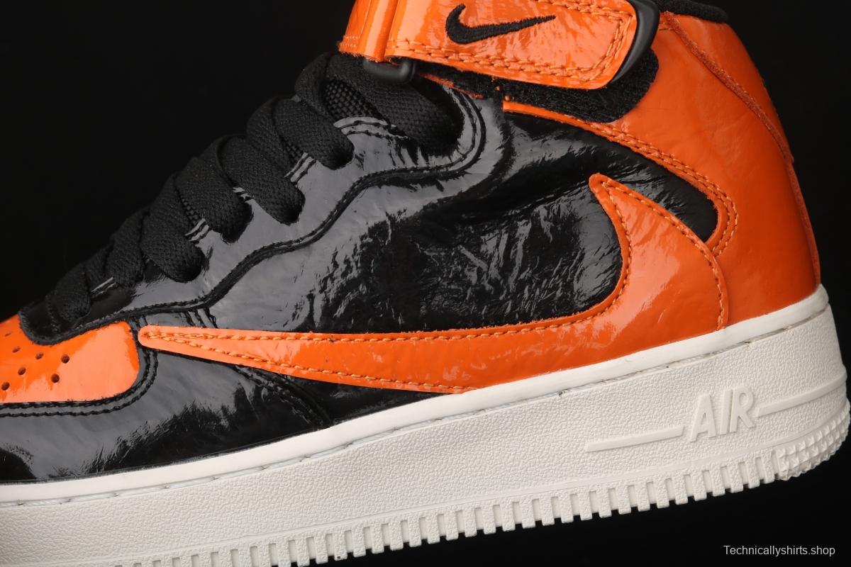 NIKE Air Force 11607 Mid in the help / retractor lacquered leather black orange 804609-188