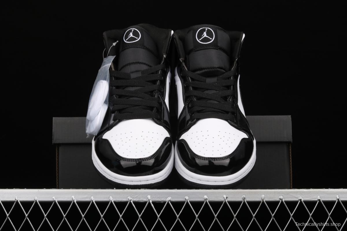 Air Jordan 1 Mid All-Star Bang all-Star Black and White lacquered Leather Leather Leisure Sport Board shoes DD1649-001