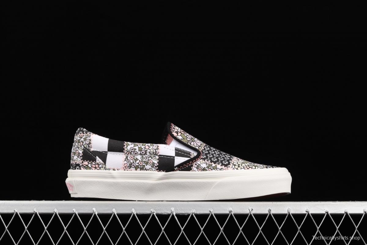 Vans Classic Slip-On MeAdidasow Patchwork series plaid splicing rag low-top casual board shoes VN0A33TB9FY