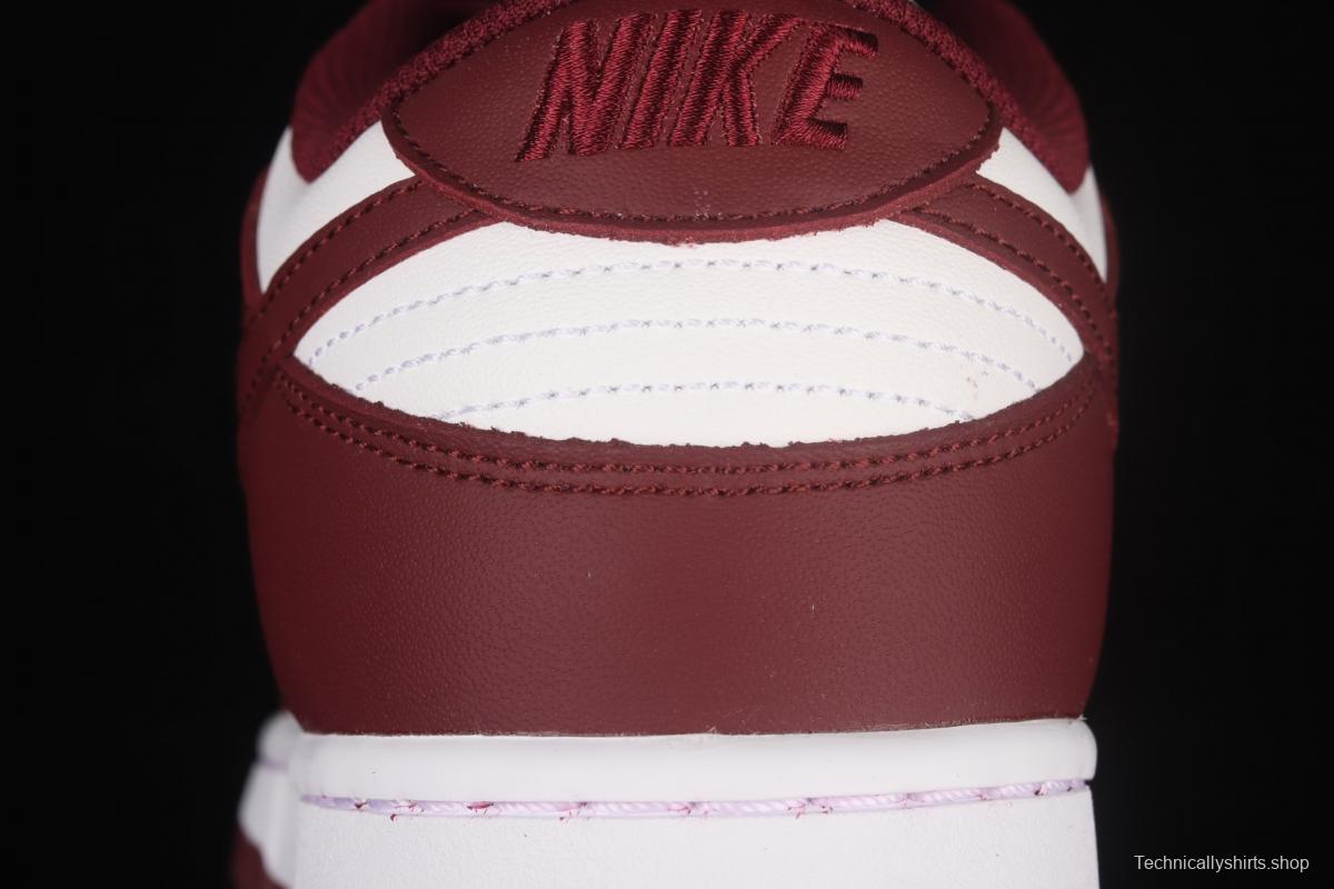 NIKE SB DUNK Low Prm wine red and white color SB buckle rebound fashion leisure board shoes DD1503-108