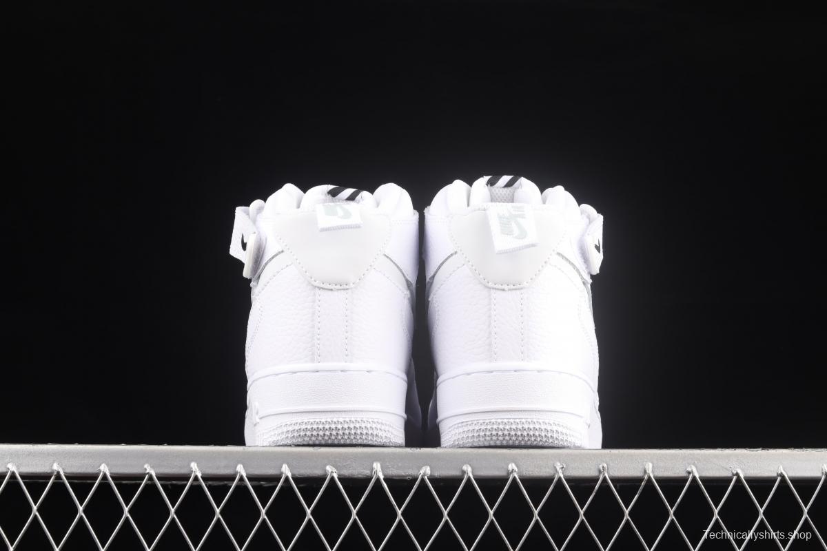 NIKE Air Force 1 Mid Premium all white reflective Zhongbang casual board shoes CU3088-606