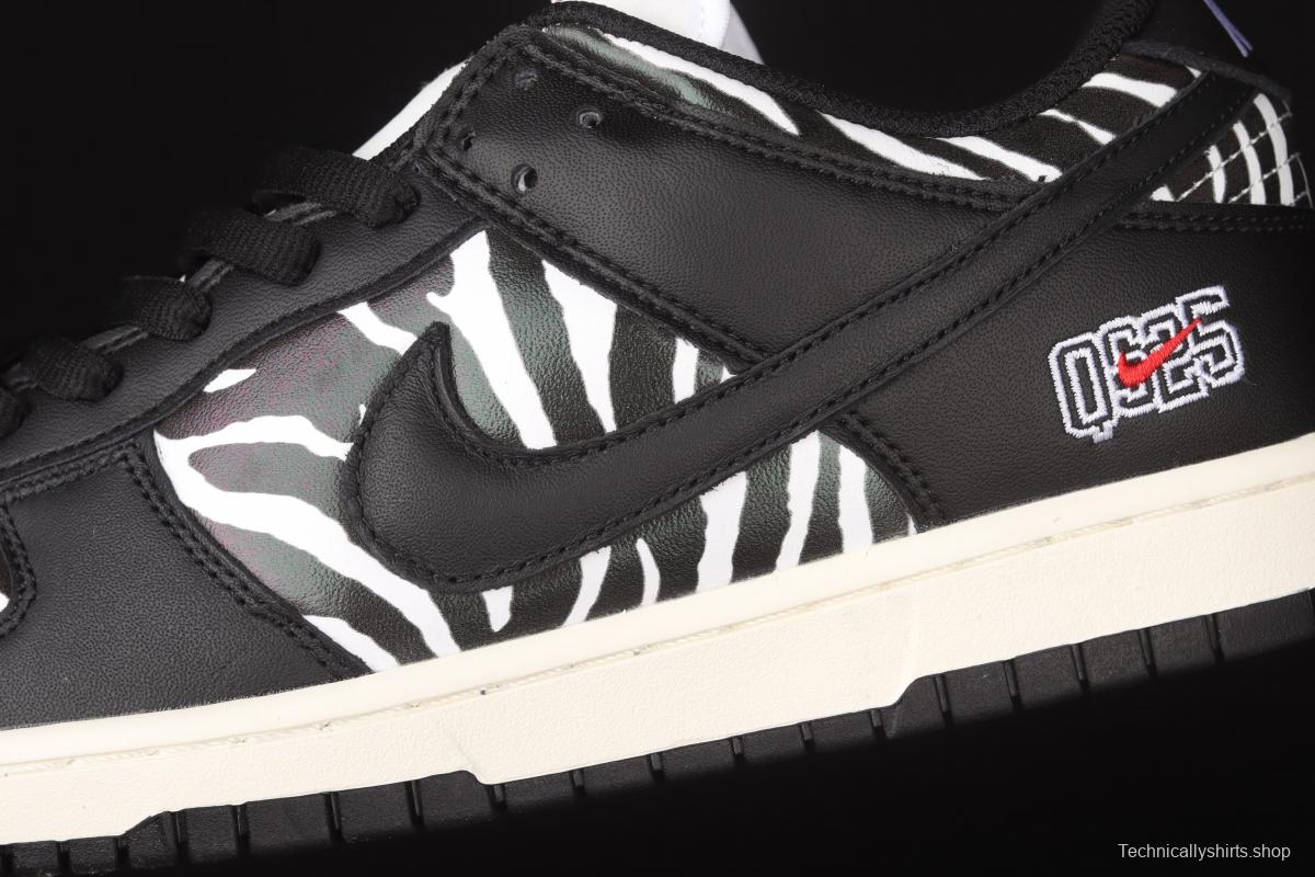 Quartersnacks x NIKE SB DUNK Zebra black and white zebra stripes joint style low-side sports and leisure board shoes DM3510-001