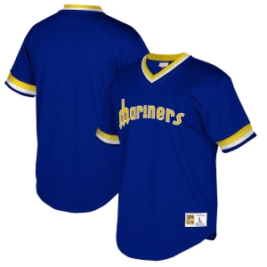 Men's Royal Cooperstown Collection Mesh Wordmark V-Neck Throwback Jersey