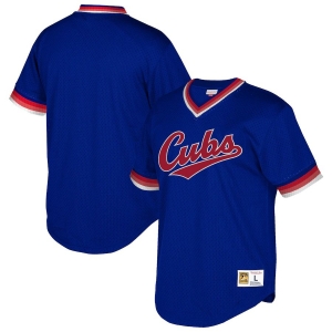 Men's Royal Cooperstown Collection Mesh Wordmark V-Neck Throwback Jersey