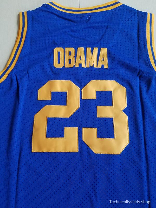 EJ Barack Obama 23 Punahou High Blue Basketbal Jersey