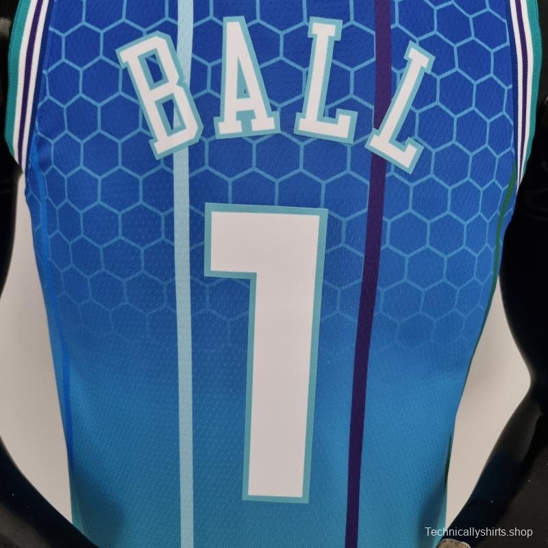 2022 BALL#1 Charlotte Hornets City Edition Blue NBA Jersey