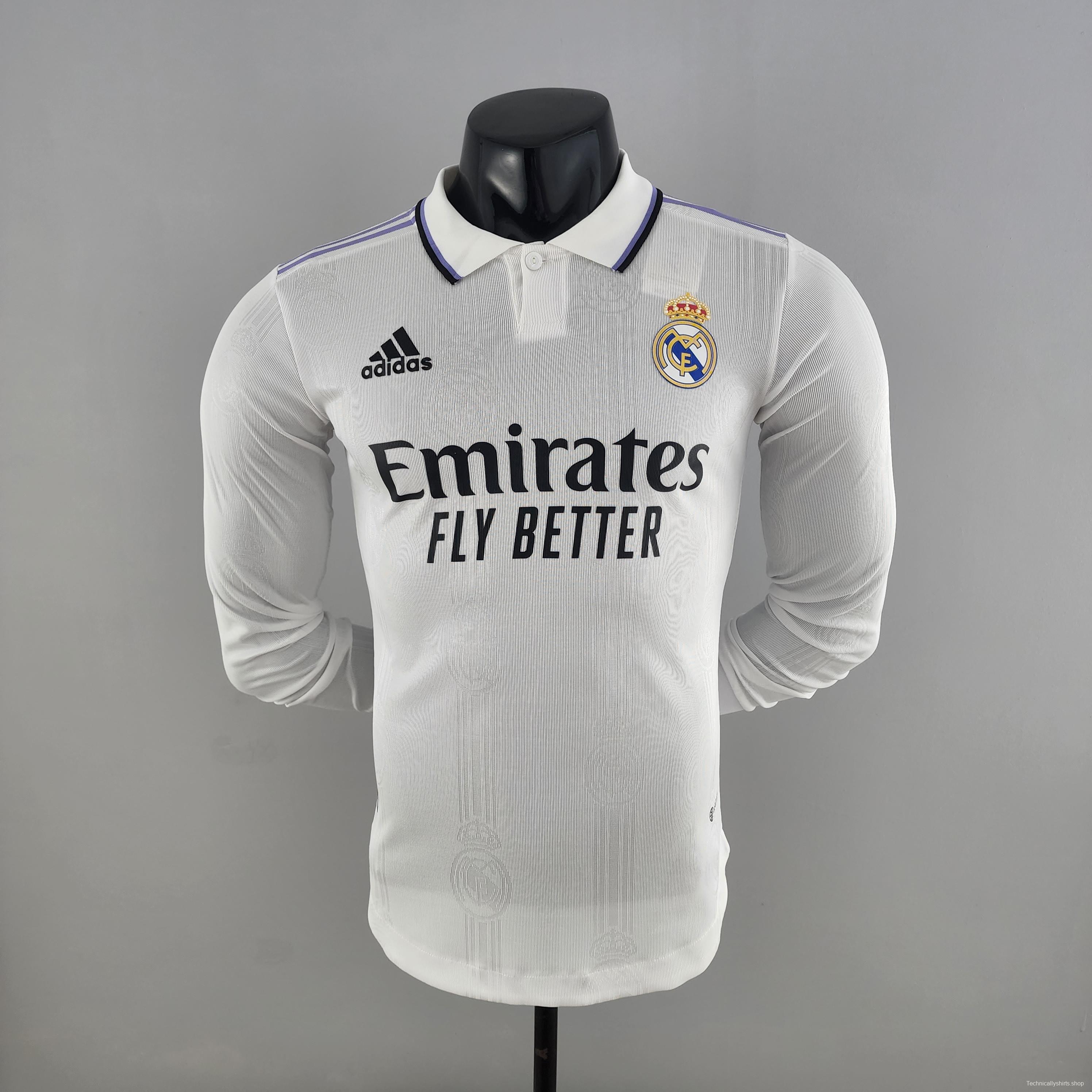 Player Version 22/23 Long Sleeve Real Madrid Home Soccer Jersey