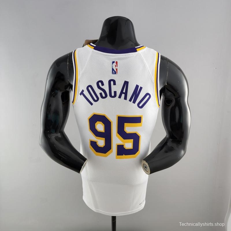 75th Anniversary TOSCANO #95 Los Angeles Lakers White NBA Jersey