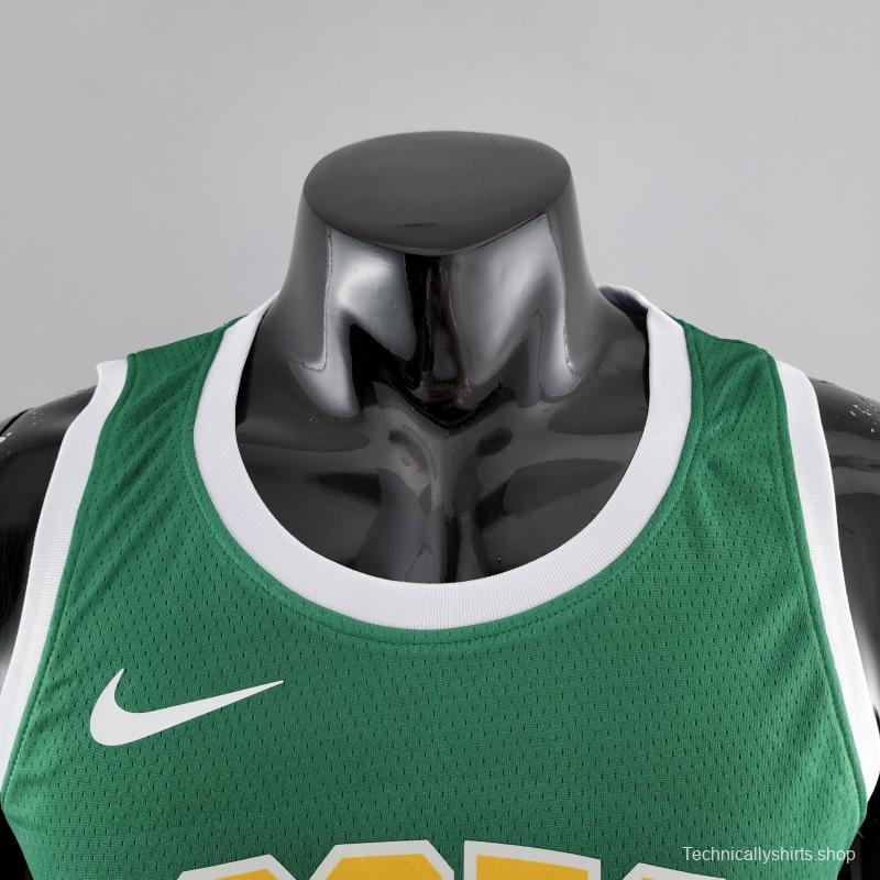 Boston Celtics Tatum #0 Green Gold NBA Jersey