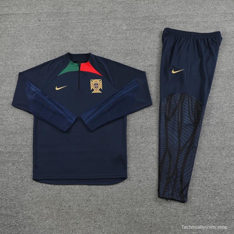 2022 Portugal Navy Half Zipper Tracksuit