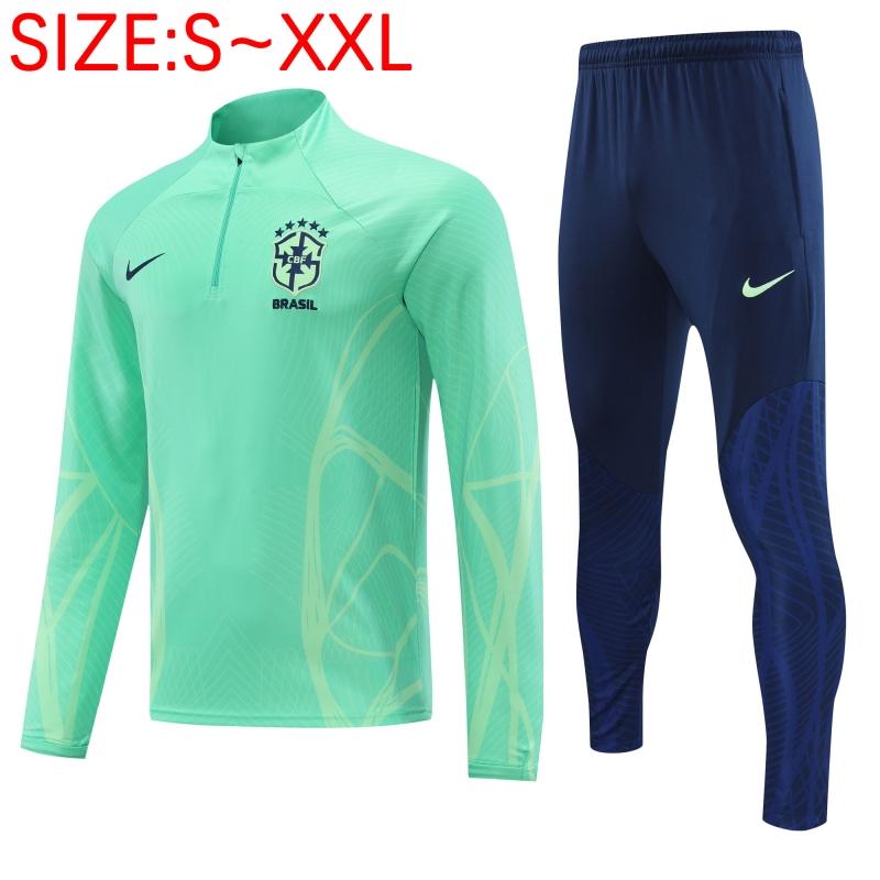 2022 Brazil Green Half Zipper Tracksuit