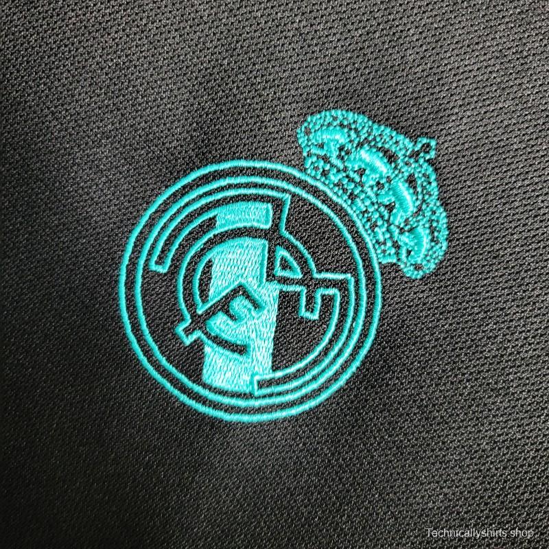 Retro Long Sleeve 17-18 Real Madrid Away Black Jersey