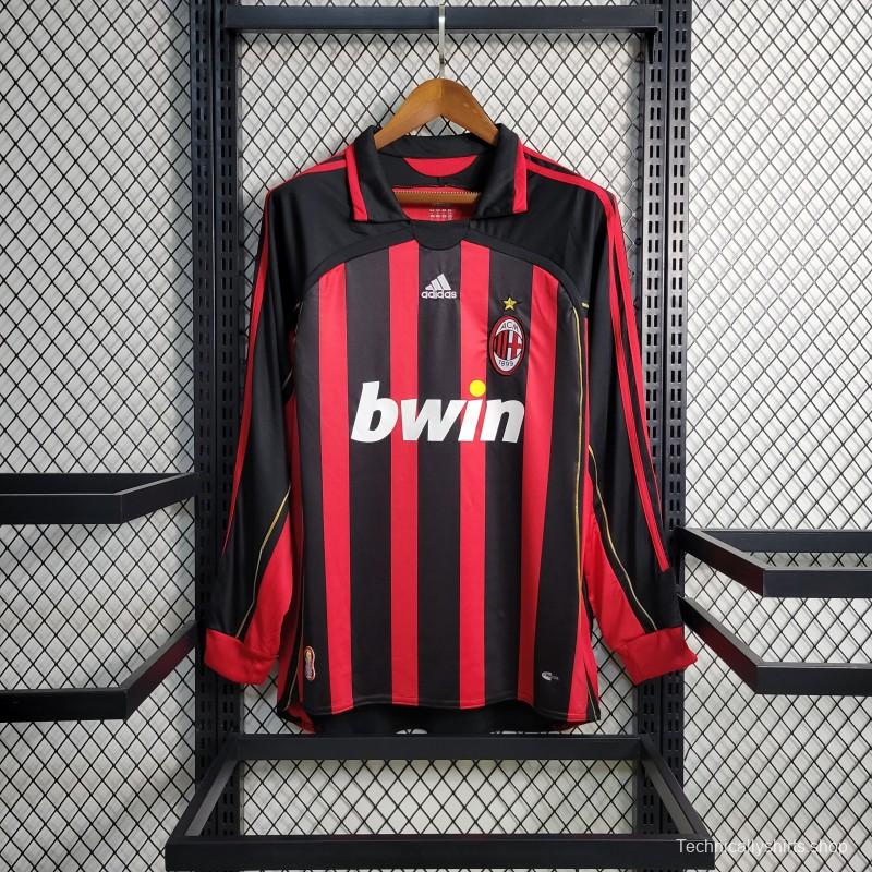 Retro Long Sleeve 2006-07 AC Milan Home Jersey