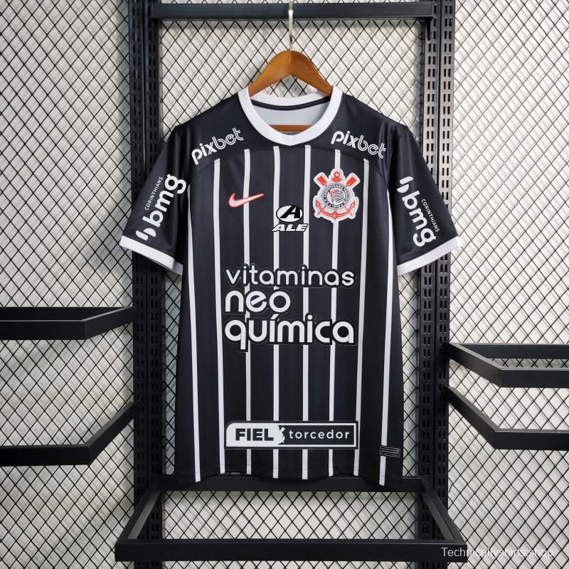 23/24 Corinthians Away Black Jersey+All Sponsors