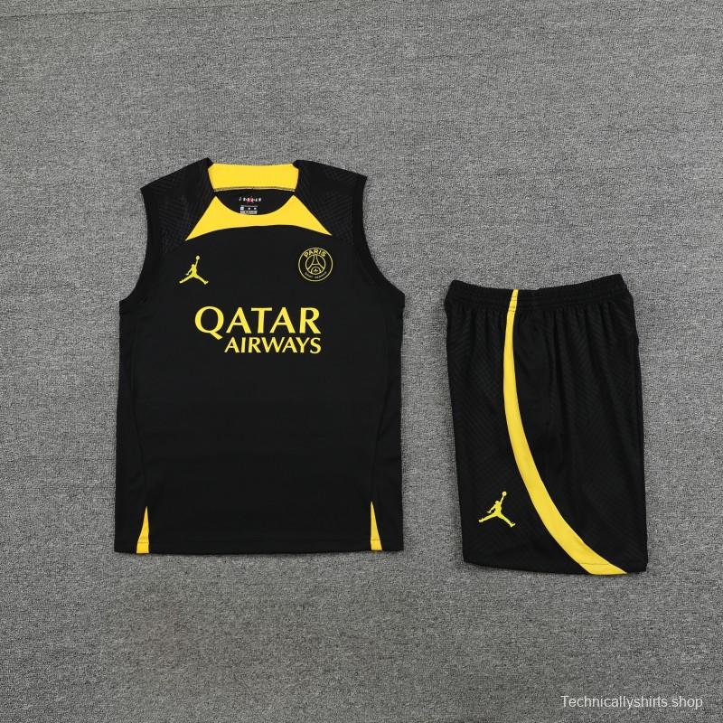 23-24 PSG Black Vest Jersey+Shorts