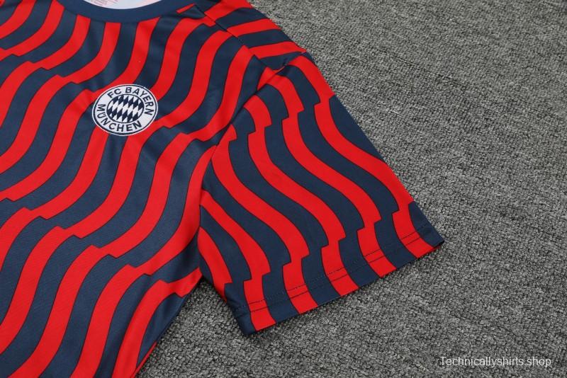 23-24 Bayern Munich Red/Blue Stripe Short Sleeve+Shorts