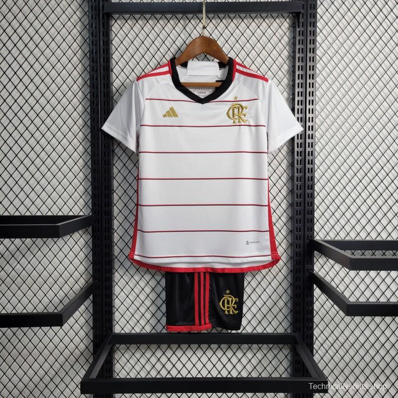 23-24 Kids Flamengo Away White Jersey Size 16-28