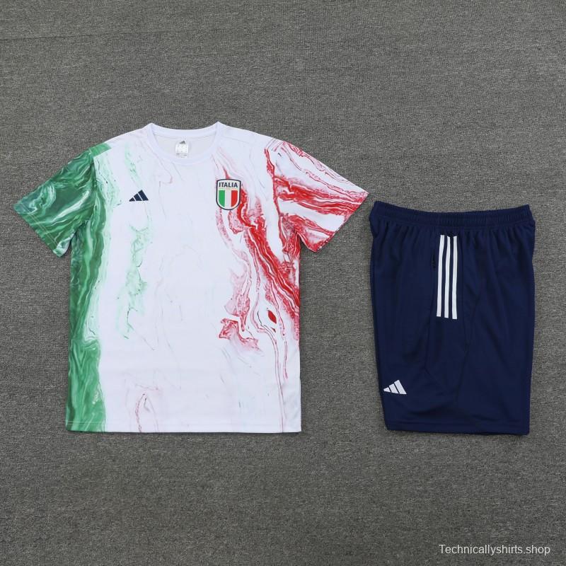 2023 Italy FIGC White Short Sleeve+Shorts