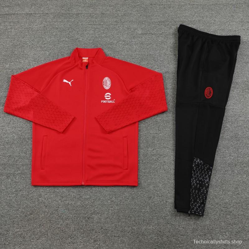 23/24 AC Milan Red Half Zipper Jacket +Pants