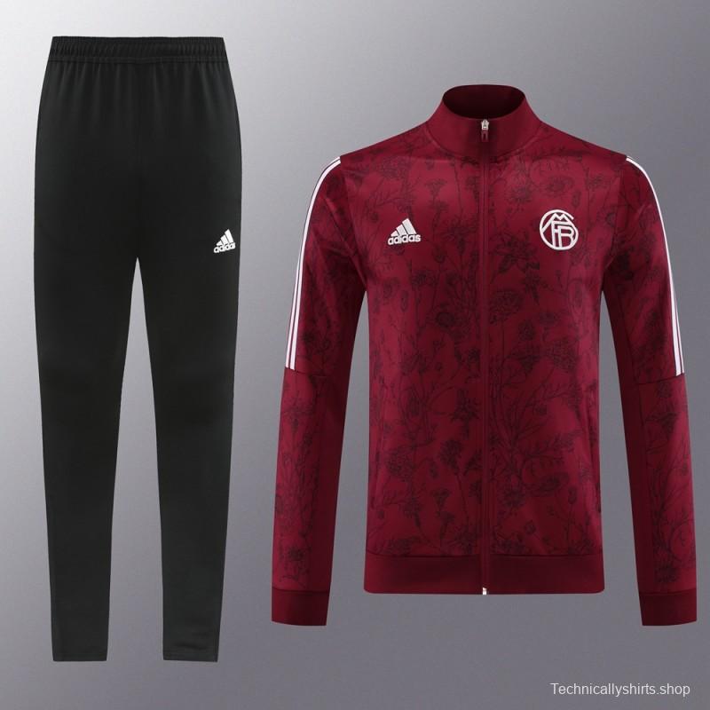 23/24 Bayern Munich Wine Full Zipper Jacket+Pants